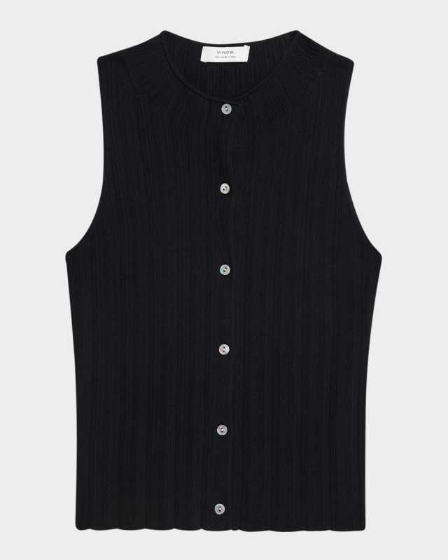 Button-Front Shell Sweater